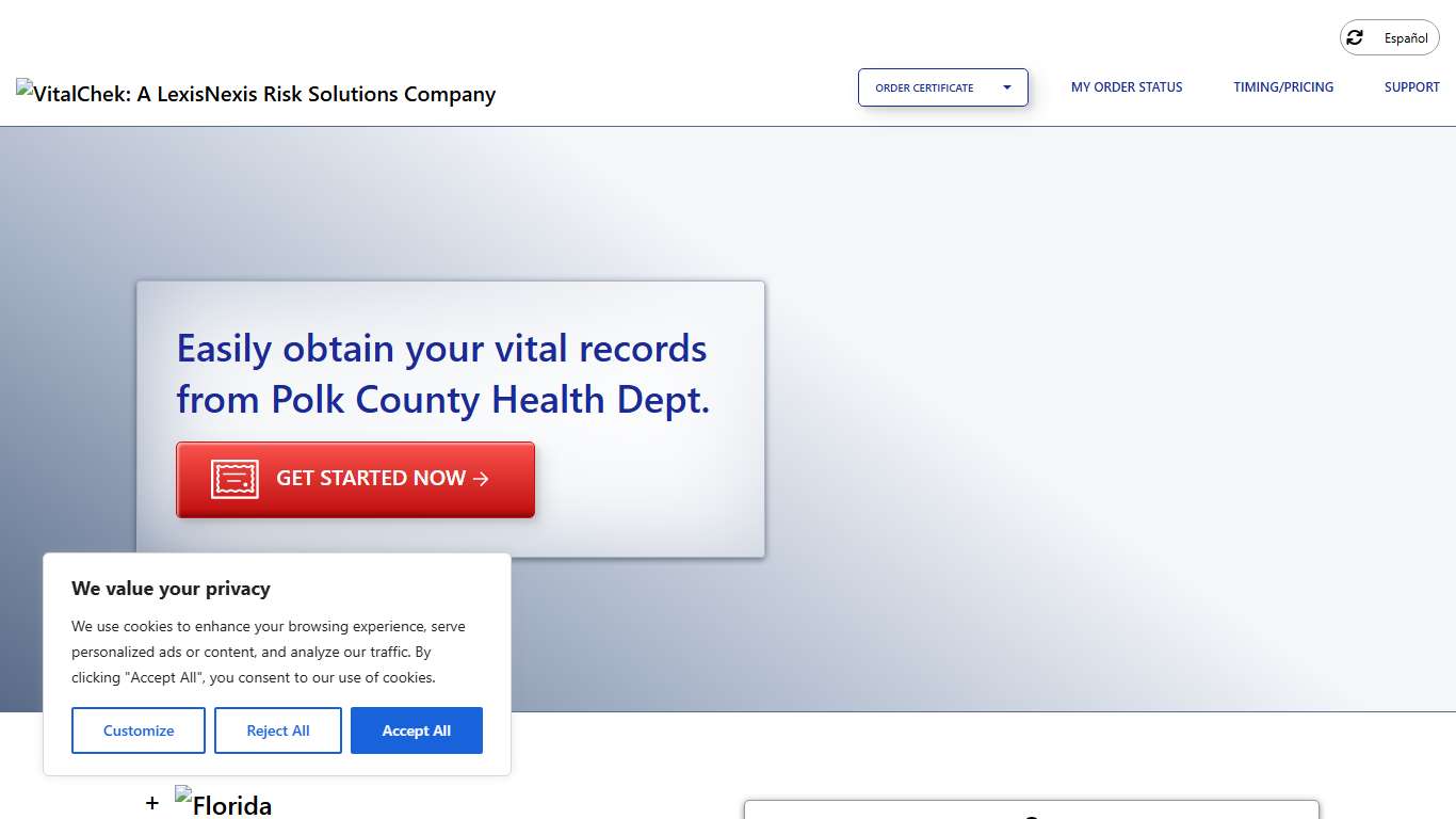 Polk County Health Dept. (FL) | Order Certificates - VitalChek